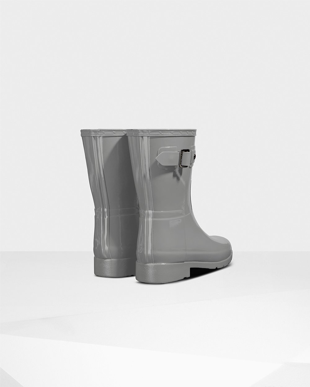 Womens Hunter Short Rain Boots Grey - Refined Slim Fit Gloss - 1579482-WY